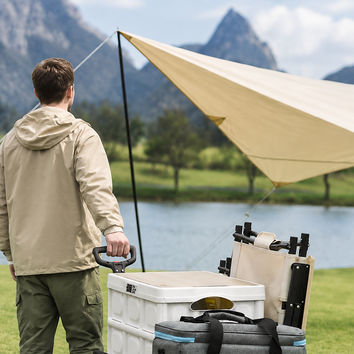 Tanstrider Heavy Duty Collapsible All-Terrain Camping Wagon with Dual Brakes