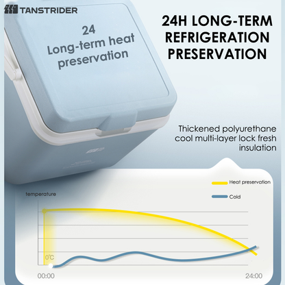 Tanstrider Portable Insulated Cooler Box with Ice Crystals (Hot & Cold Dual Use)