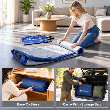 Air Mattress Full with Built in Pump,18'' Raised Inflatable Blow Up Mattress, 3 Mins Quick Self-Inflation/Deflation Inflatable Bed for Guests & Home, Outdoor Camping and Travel