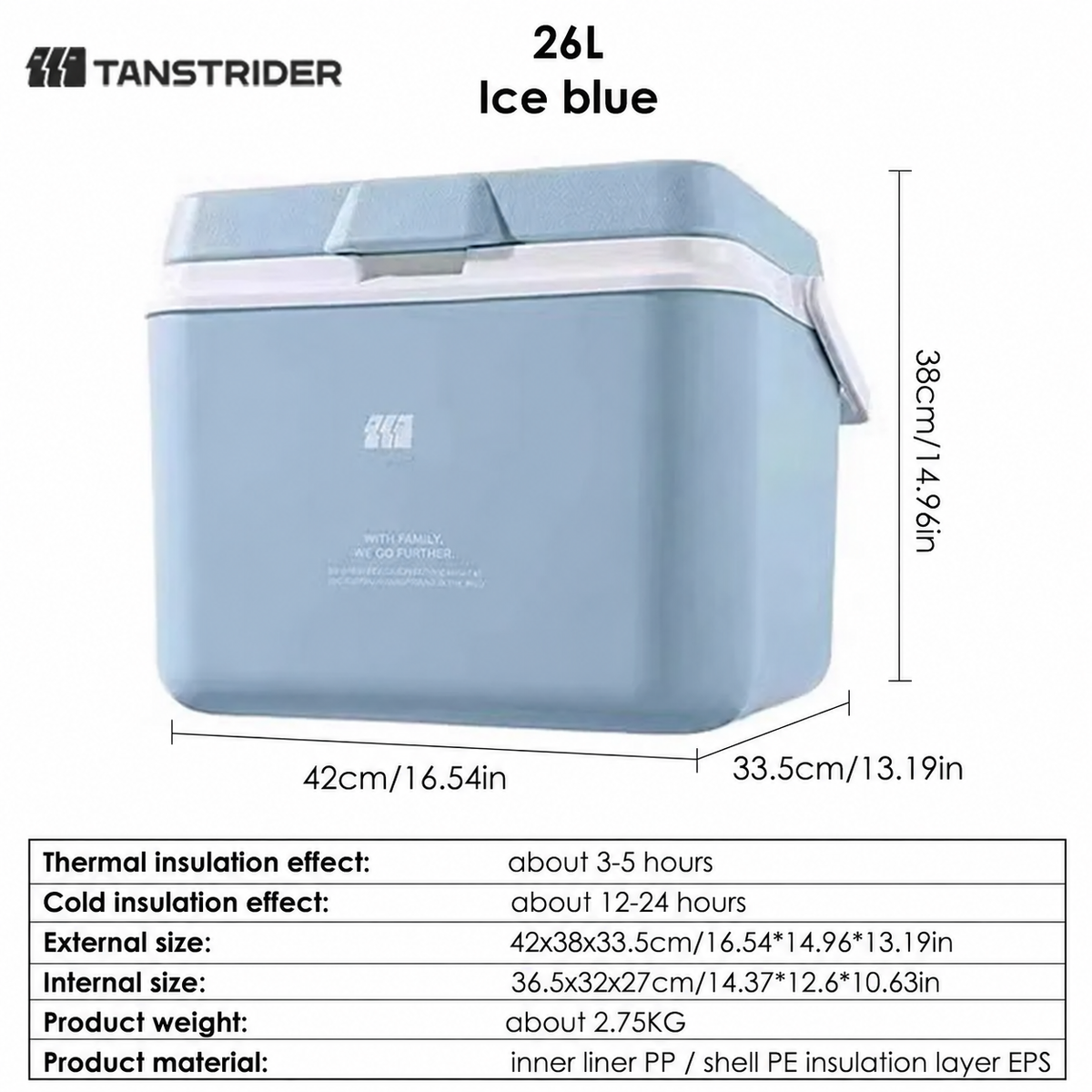 Tanstrider Portable Insulated Cooler Box with Ice Crystals (Hot & Cold Dual Use)