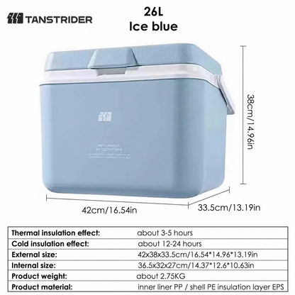Tanstrider Portable Insulated Cooler Box with Ice Crystals (Hot & Cold Dual Use)