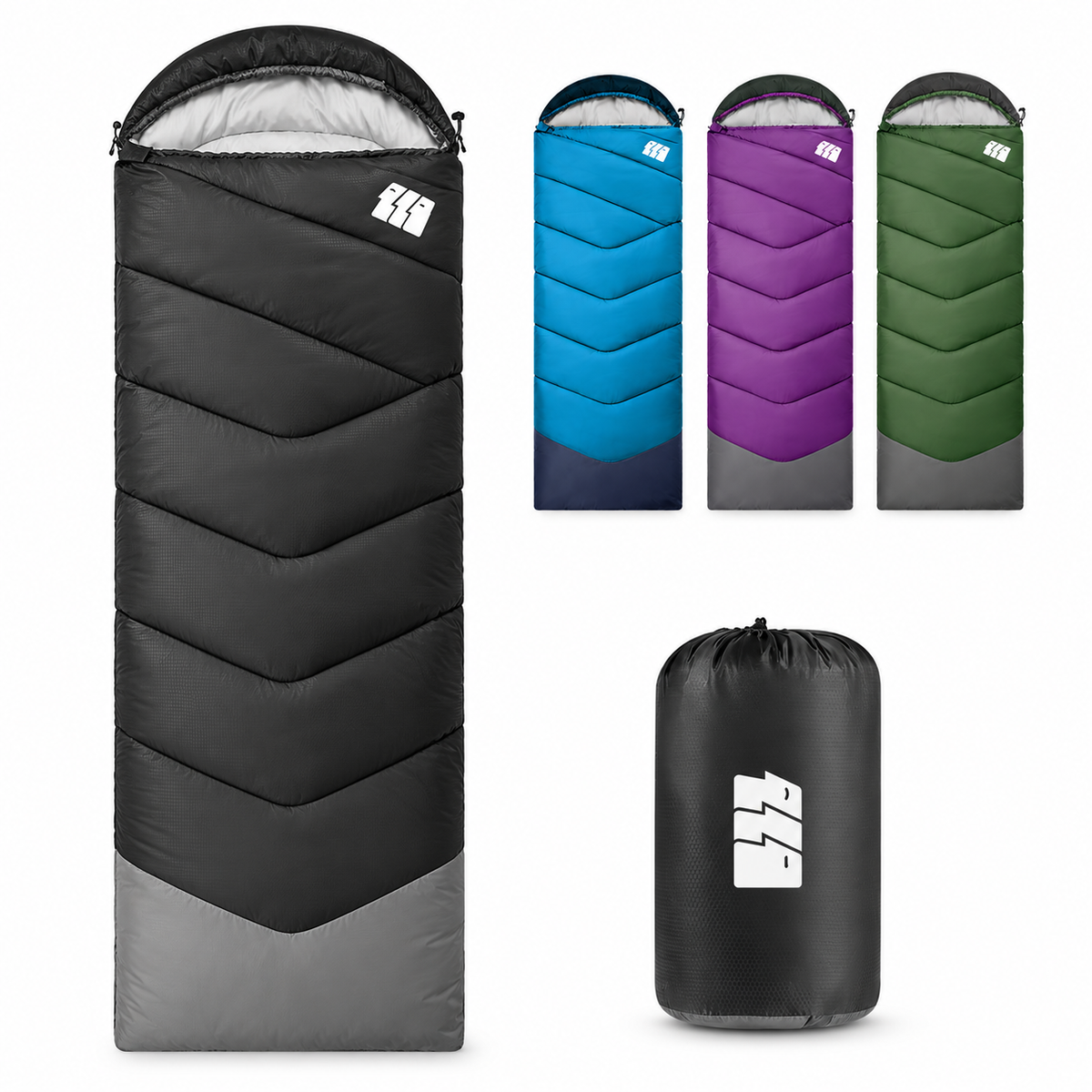 Bahay Hooded Twill Camping Sleeping Bag – Black & Grey