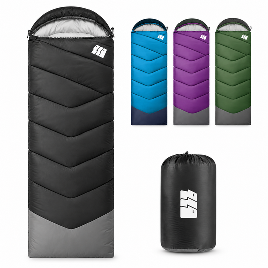 Bahay Hooded Twill Camping Sleeping Bag – Black & Grey