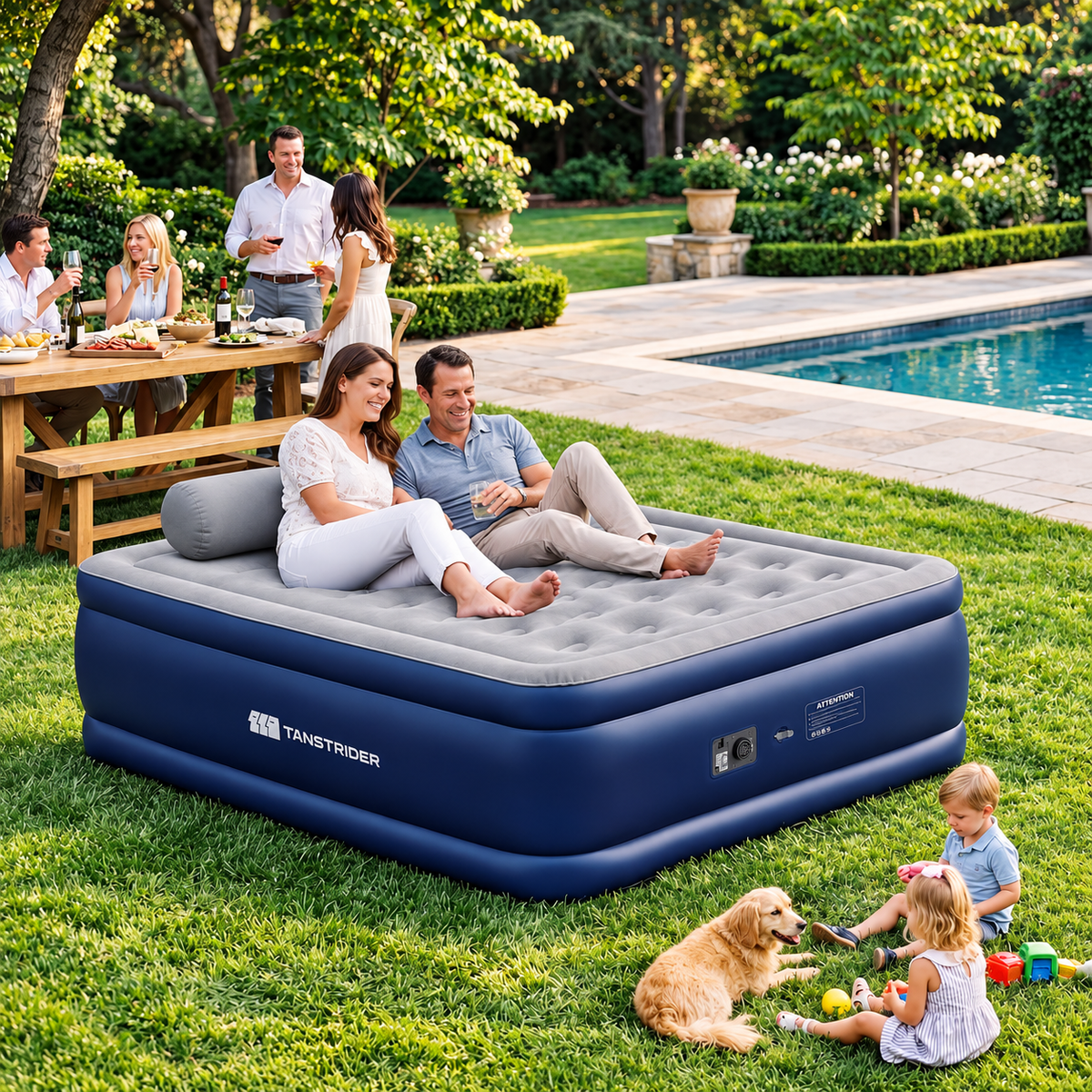 Air Mattress Full with Built in Pump,18'' Raised Inflatable Blow Up Mattress, 3 Mins Quick Self-Inflation/Deflation Inflatable Bed for Guests & Home, Outdoor Camping and Travel