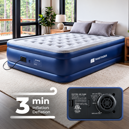 Air Mattress Full with Built in Pump,18'' Raised Inflatable Blow Up Mattress, 3 Mins Quick Self-Inflation/Deflation Inflatable Bed for Guests & Home, Outdoor Camping and Travel