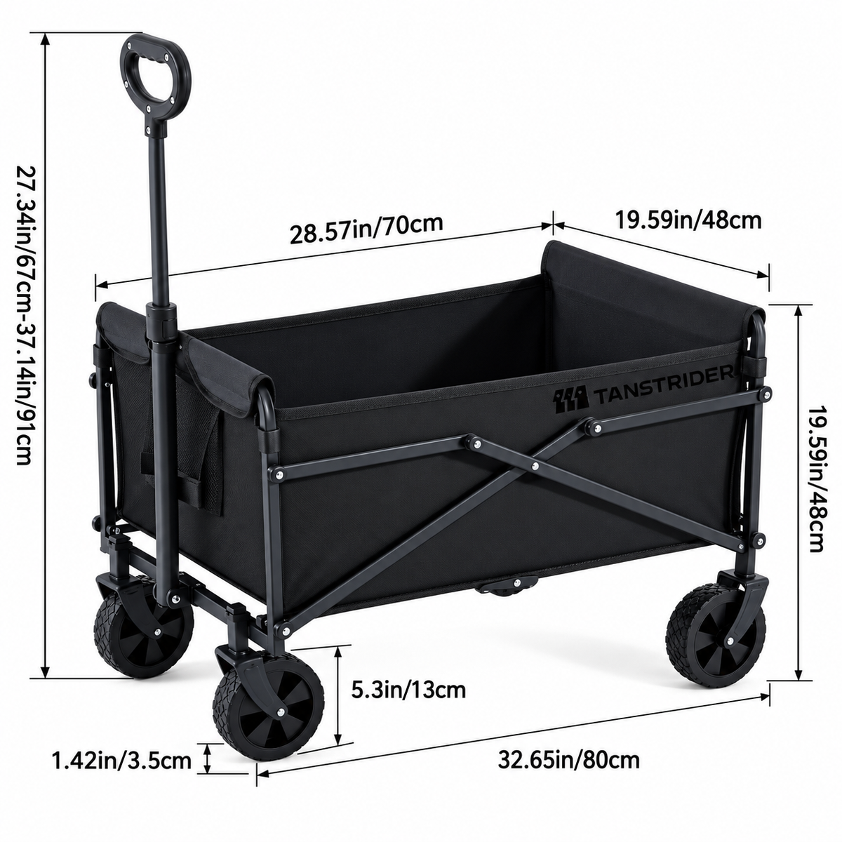 Tanstrider Heavy-Duty Collapsible Folding Camping Wagon with 10cm All-Terrain Wheels