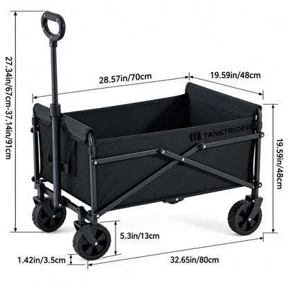 Tanstrider Heavy-Duty Collapsible Folding Camping Wagon with 10cm All-Terrain Wheels